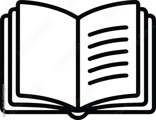 open journal or diary icon, simple outline vector illustration line art