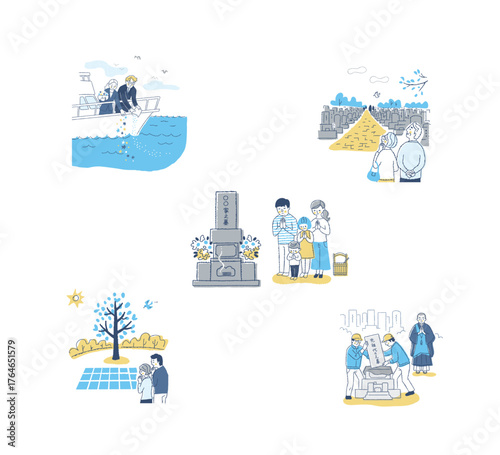 さまざまな埋葬方法・お墓に関する様々なイメージ　セット