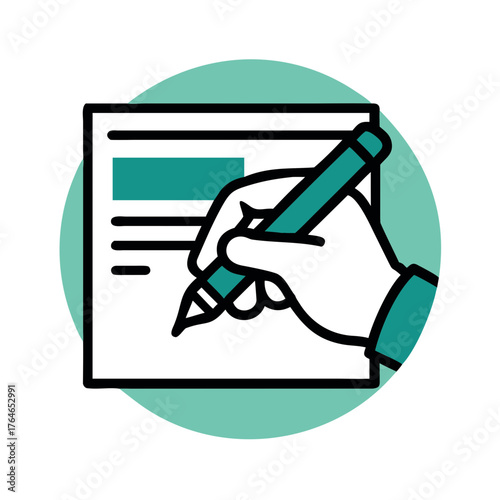 Hand signing document icon