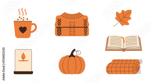 Cozy Autumn Vibes with Pumpkin Spice Latte, Warm Sweater, and a Good Book for Relaxing Fall Days at Home