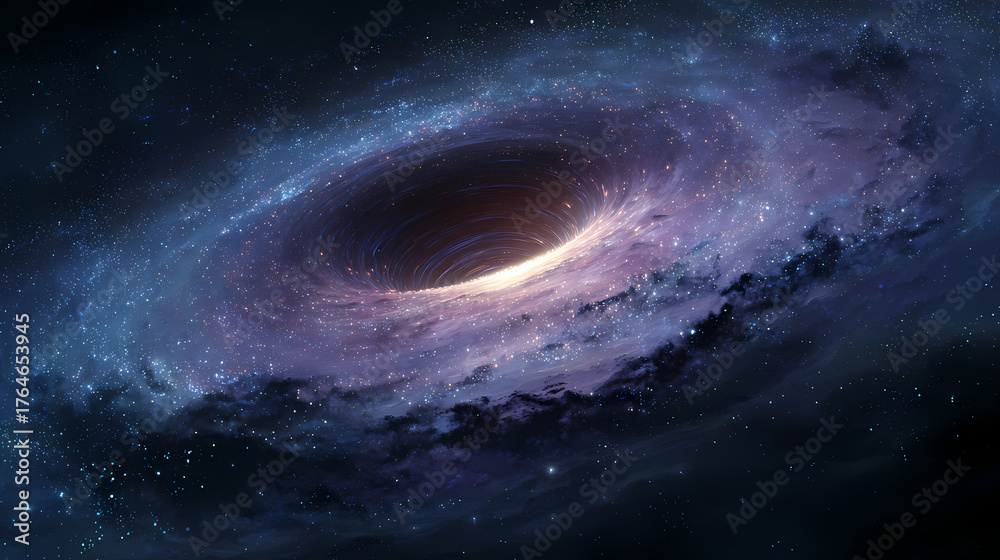 Fototapeta premium A stunning artistic depiction of a black hole, swirling amidst a field of stars
