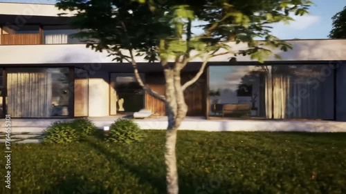 Modern house with architectural landscape design