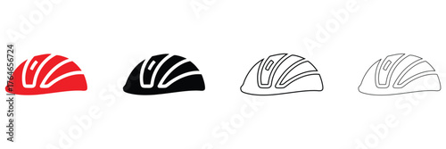bicycle helmet vector icon, helmet for bicycle vector, silhouette and line art