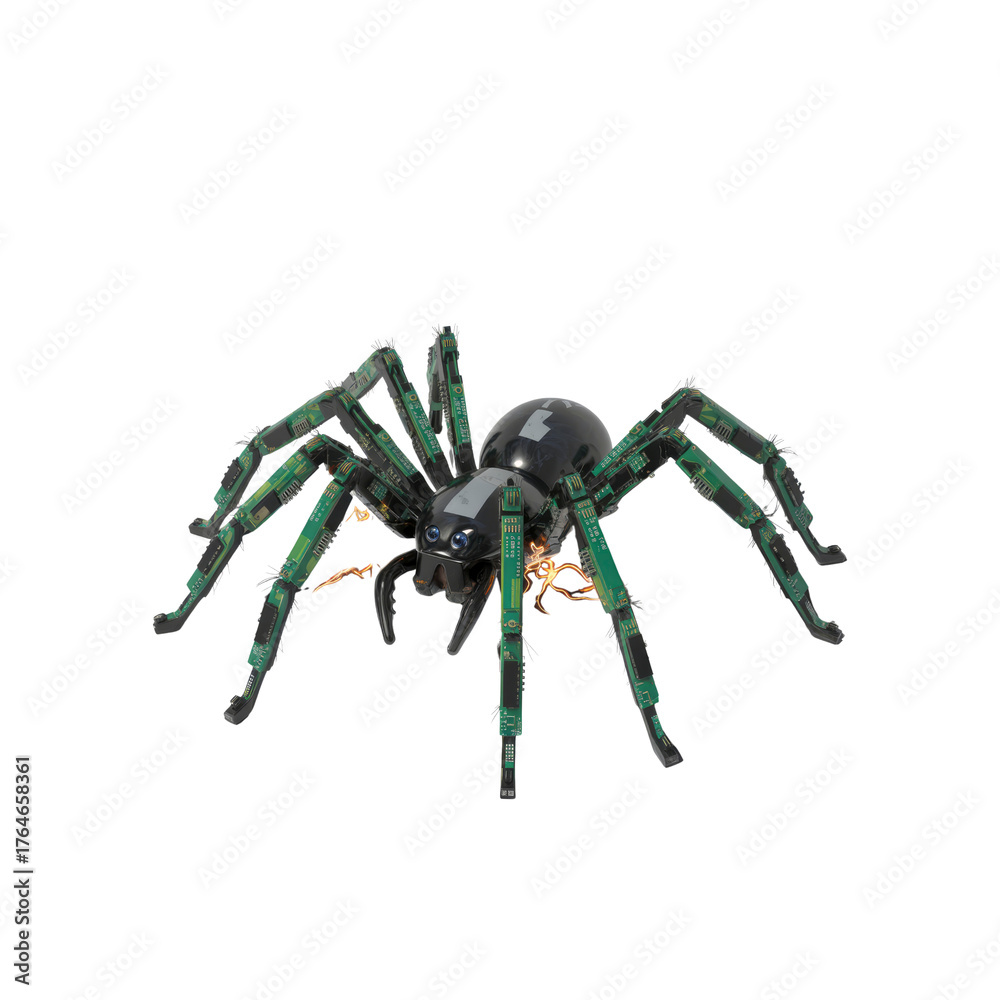 Obraz premium Mechanical Spider Cyberpunk Style