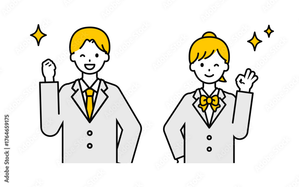 Naklejka premium シンプルな学生の男女_うれしい