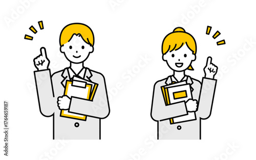 シンプルな学生の男女_気づき