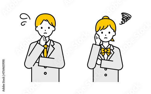 シンプルな学生の男女_困った