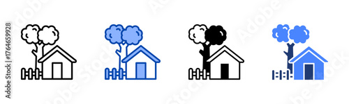 Rural icon set multiple style collection