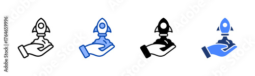 Startup icon set multiple style collection