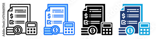 Budget Icon Set Multi Style Vector Illustration