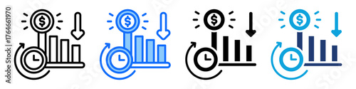 Amortization Icon Set Multi Style Vector Illustration