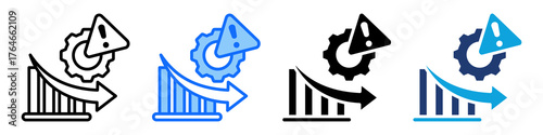 Risk Management Icon Set Multi Style Vector Illustration