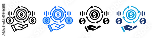 Revenue Stream Icon Set Multi Style Vector Illustration