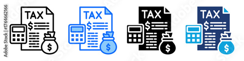Tax Icon Set Multi Style Vector Illustration