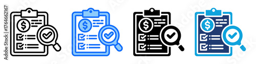 Audit Icon Set Multi Style Vector Illustration