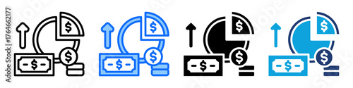 Profit Margin Icon Set Multi Style Vector Illustration