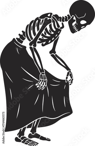 skeleton performing a curtsy gesture
