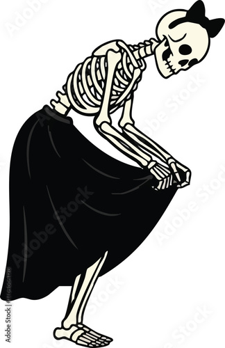 skeleton performing a curtsy gesture