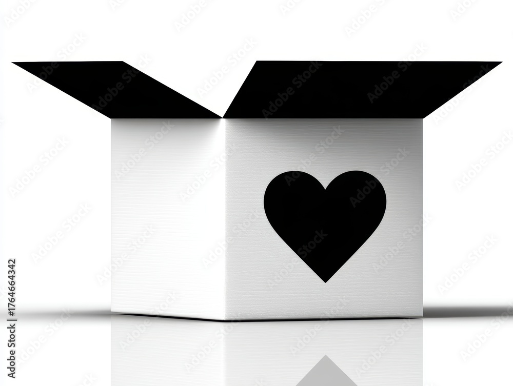 custom made wallpaper toronto digitalBlack and white box with heart minimalist black and white visual of box holding heart conveying various emotions