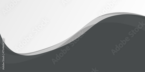 Elegant abstract vector background featuring smooth, flowing gray waves with a gradient effect on a silver metallic background. Ideal for use in web design, presentations, and print materials.