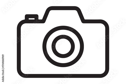Simple camera outline icon for photography and design