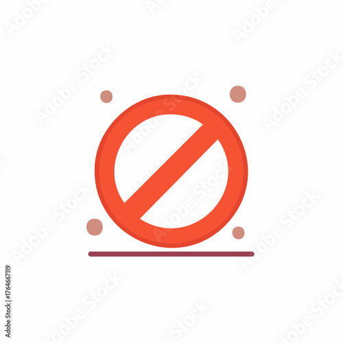 Red Forbidden Sign with Diagonal Line and Subtle Dots Vector Icon