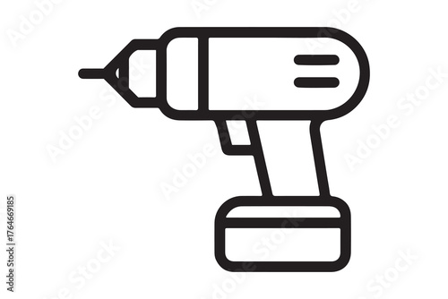 Simple electric drill icon outline machine tool