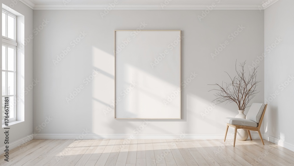 Fototapeta premium Interior setting featuring a frame mockup