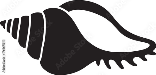 Black seashell vector silhouette conch marine