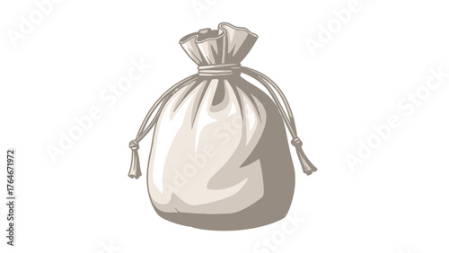 A closed light brown drawstring bag with corded tassels