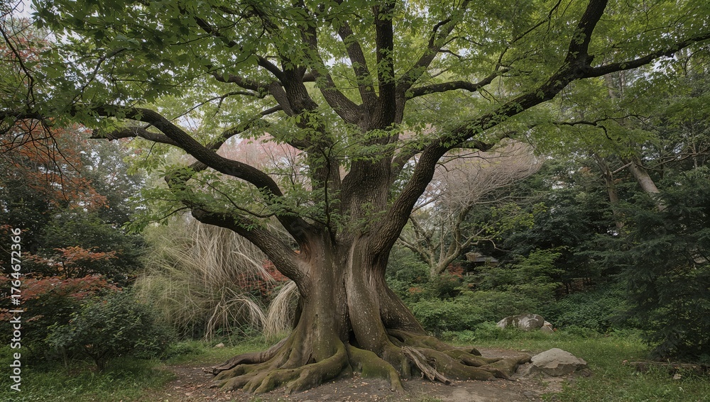 Fototapeta premium Stunning Emerald Japanese Maple in a Natural Garden Setting