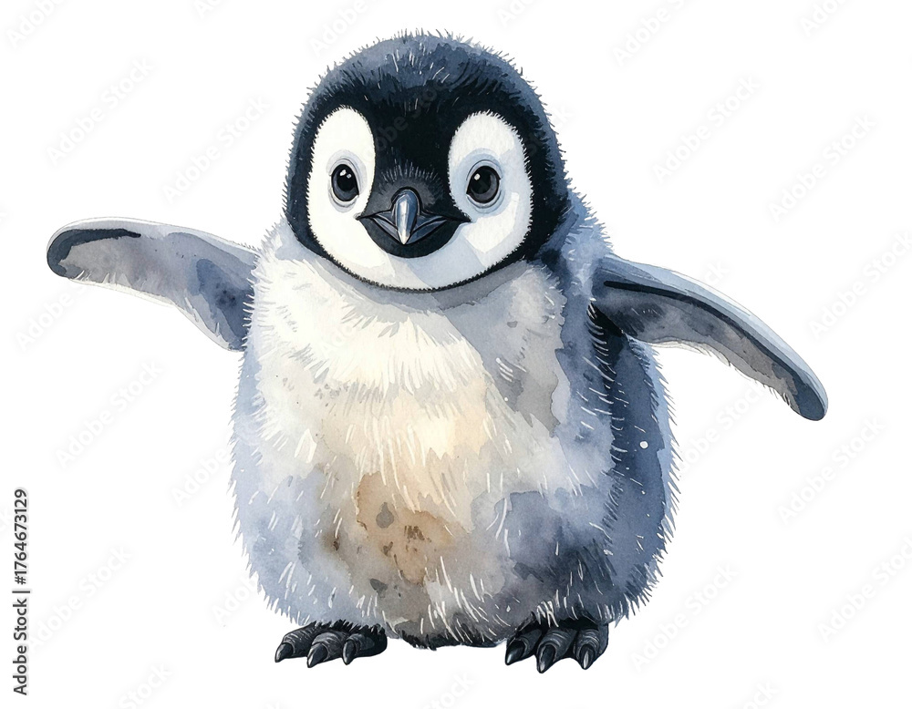Obraz premium Ein niedlicher kleiner Pinguin, transparenter Hintergrund, PNG