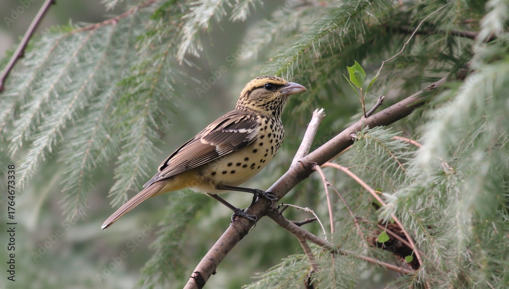 Fototapeta premium The baya weaver is a type of weaverbird commonly seen in grasslands, farming regions, and secondary forests throughout South and Southeast Asia.