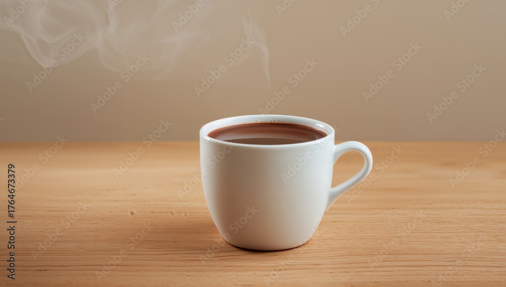 Obraz premium Warmth in White. A Steaming Beverage Moment of Comfort and Simplicity.