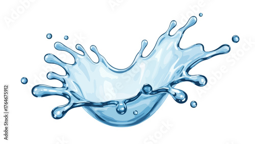 A dynamic blue water splash with droplets