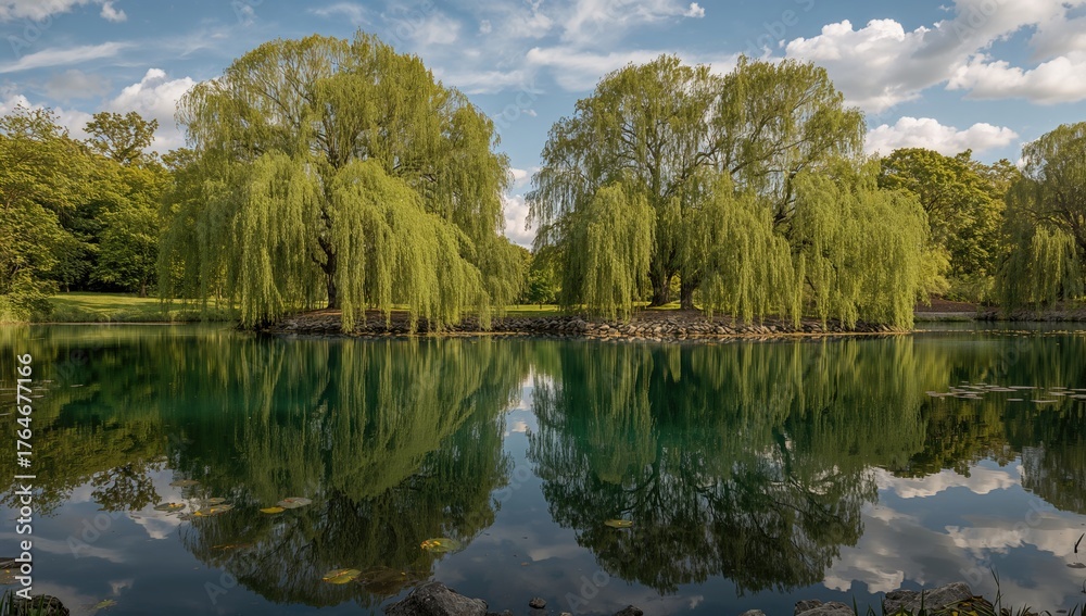 Obraz premium Reflections of Trees on Water Surface