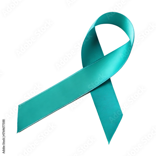 Teal ribbon awareness symbol for ovarian cancer cervical cancer and ptsd support and solidarity