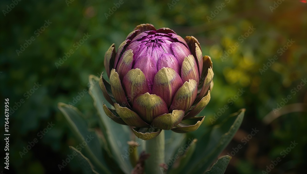 Obraz premium The stunning artichoke bloom, a rare and healing herb.