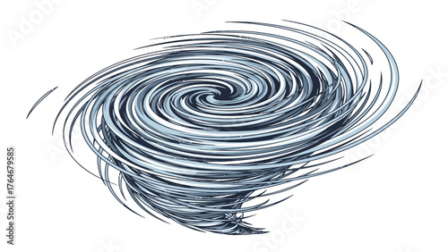 A pixelated swirling vortex of blue and grey