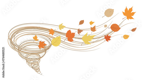 A swirling vortex of tan lines with falling autumn leaves
