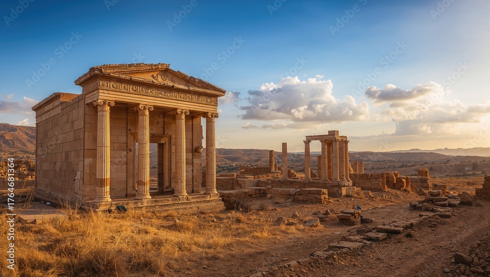 Obraz premium Ancient Capitoline temples at the Byzantine Roman archaeological site.