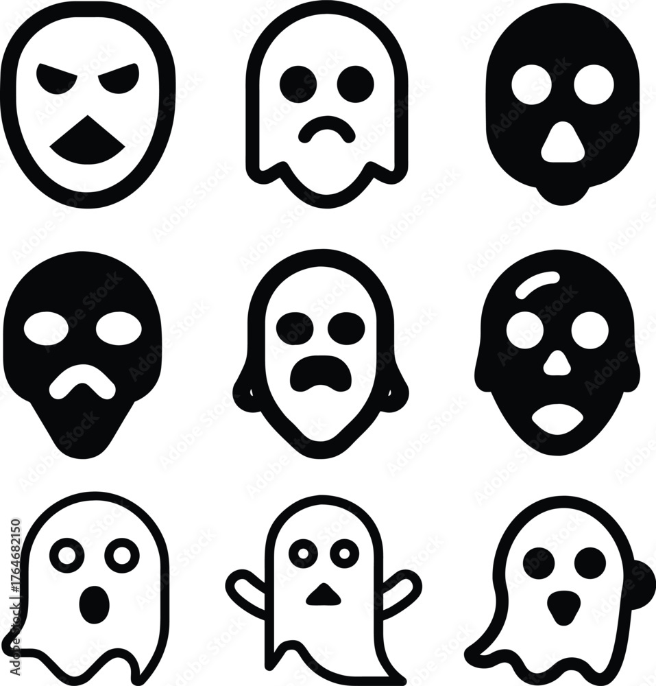 Obraz premium ghost mask icon set