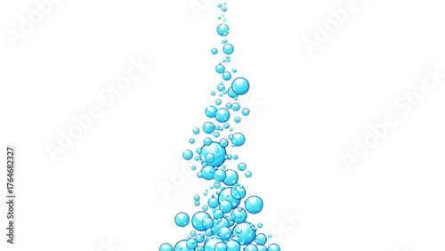 Bubbles rising upwards against a white background