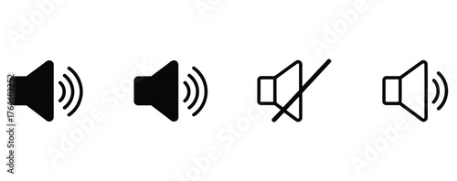 Adjust volume settings with these sound control icons, perfect for app design or website interfaces, offering a clean and modern user experience for audio management