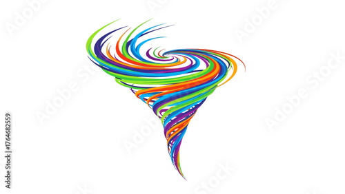 Colorful vortex of swirling lines on a white background