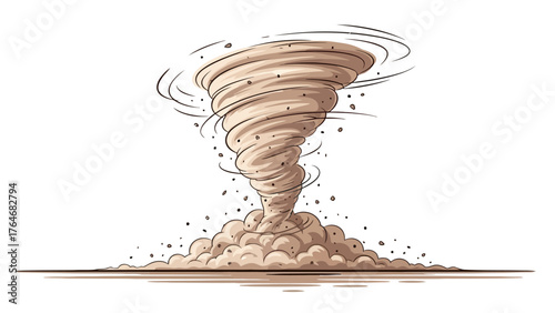 Dust devil tornado swirling dirt and debris from the ground