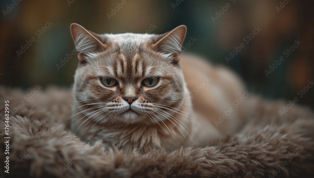 Fototapeta premium Sad feline resting on the mattress