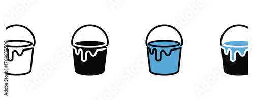 Get creative with these paint bucket icons, perfect for your next design project involving art, renovation, or DIY concepts, available in black, white and blue