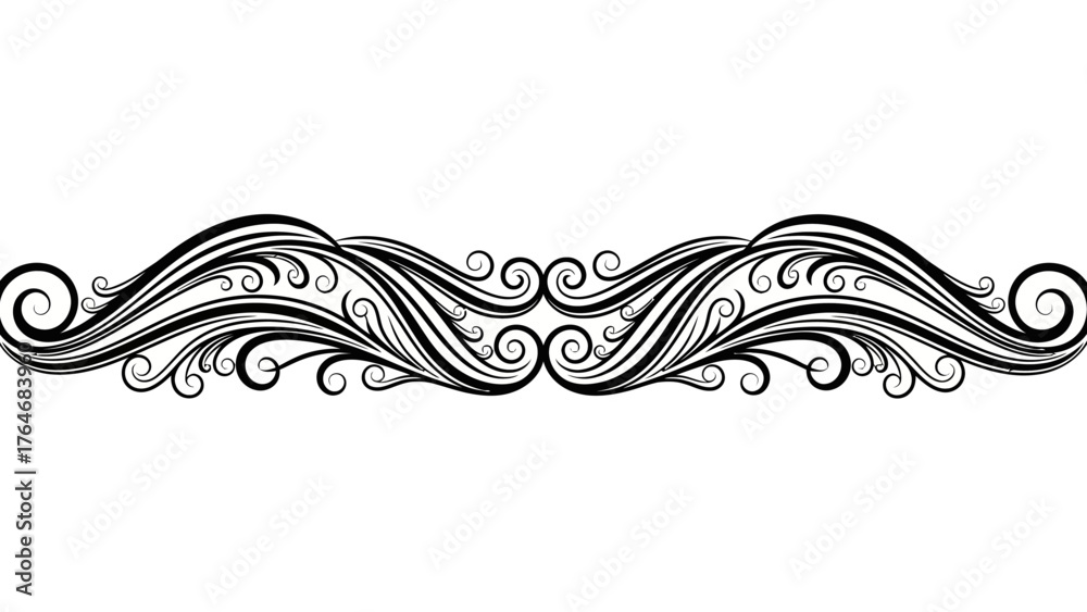 Fototapeta premium Ornate black scrollwork design on white background