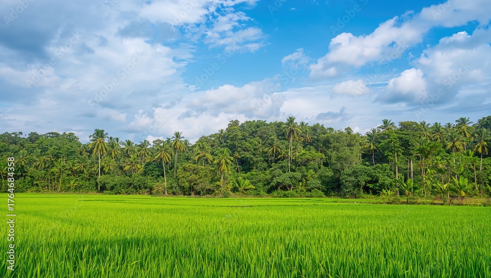 Fototapeta premium The view is absolutely breathtaking with lush greenery and a clear blue sky.